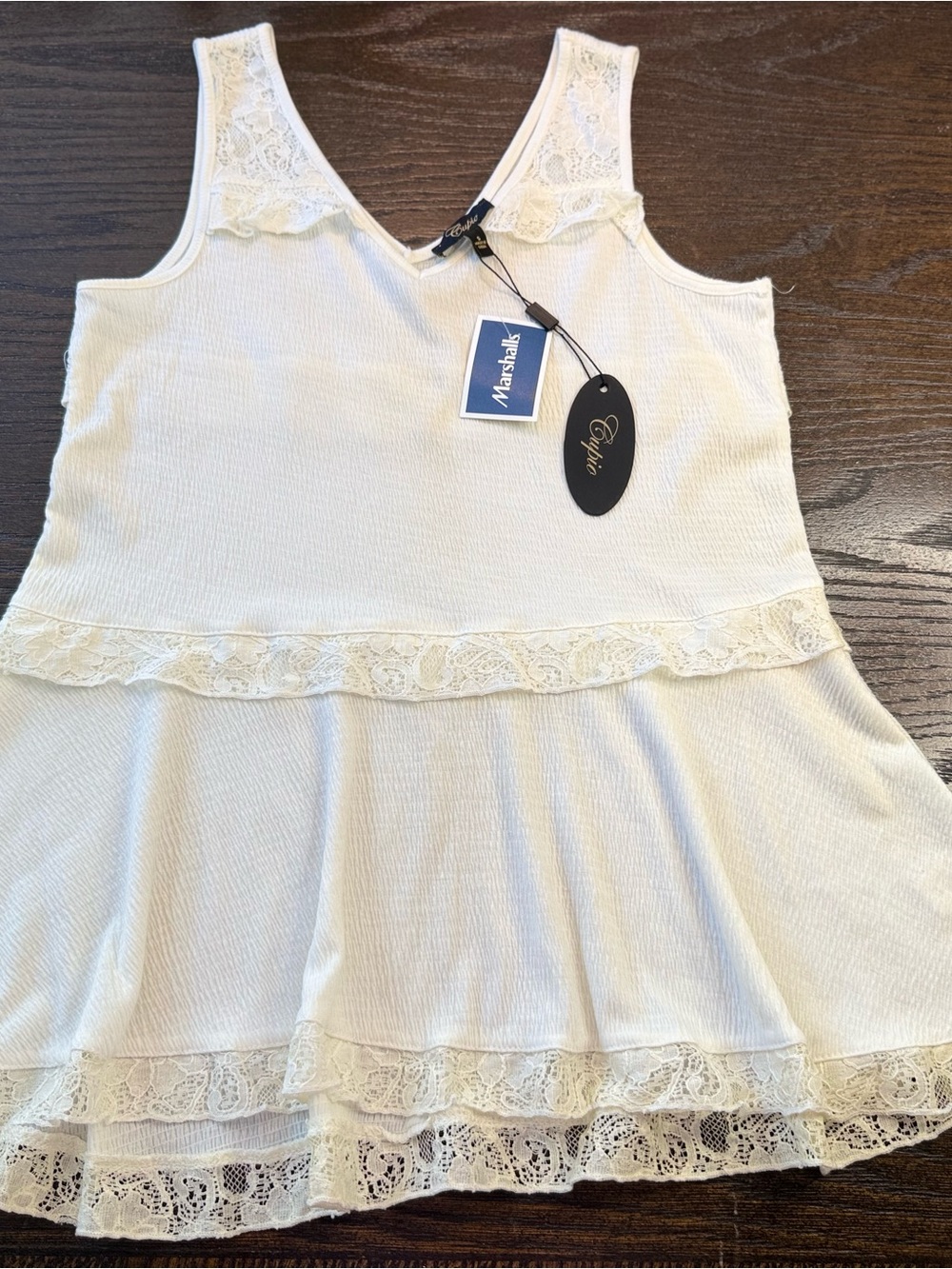 Cupio Cream Lace-Trim Peplum Tank